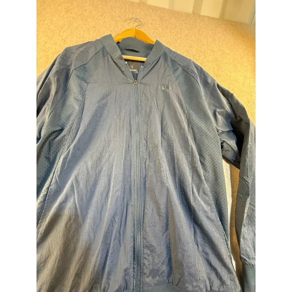 Jordan Wings Windbreaker Jacket Mens Large Navy Blue Full Zip Perforated T1852